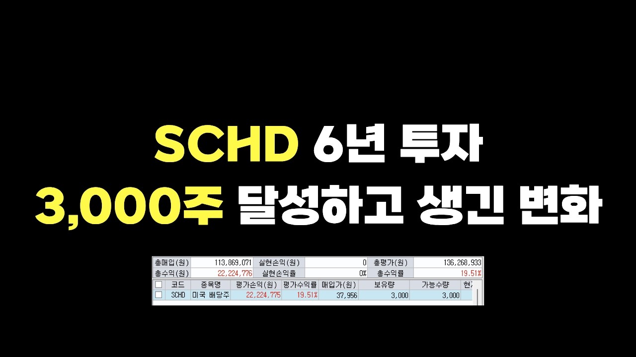 Featured image of post SCHD 6년, 3,000주 도성 기록: 5년 횡보를 견딘 배당 투자자의 실제 수치
